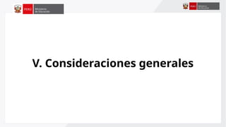 V. Consideraciones generales
 