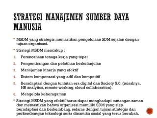 Strategi Msdm Strategic and Equitable Human Resource Management for Organizational ...