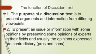 UNDERSTANDING OF DISCUSSION TEXT FOR 12 GRADER | PPTX