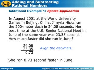 3 2 adding and subtracting rational numbers lesson | PPT