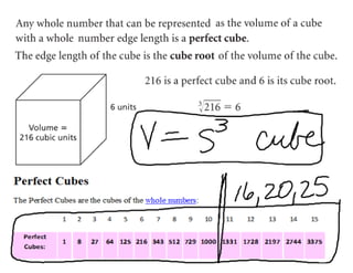 Cubed Roots Notes 3.2 square and cube roots notes | PDF