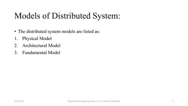 Models of Distributed System | PPTX | Computer Networking | Computing