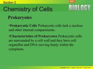Section 2 Chemistry of Cells Prokaryotes ,[object Object],[object Object]