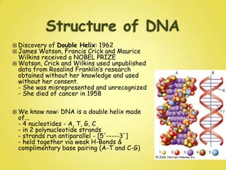 Structure of DNADiscovery of Double Helix: 1962