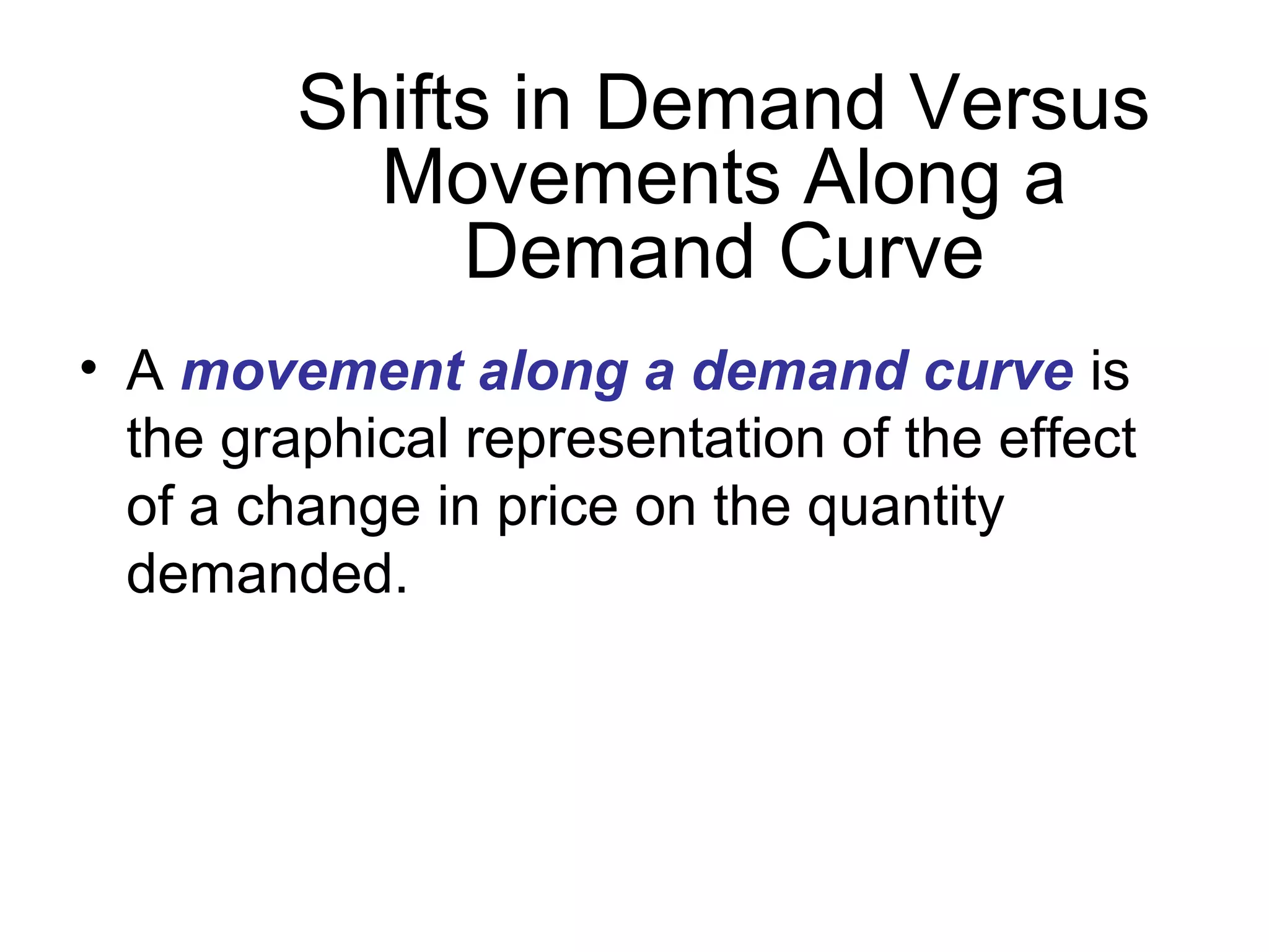 movement along the demand curve and shift of the... Economic Demand | PPT