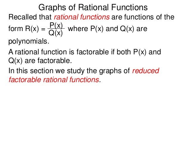 3.3 graphs of factorable polynomials and rational functions