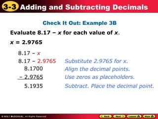 3 3 i can add and subtract decimals | PPT