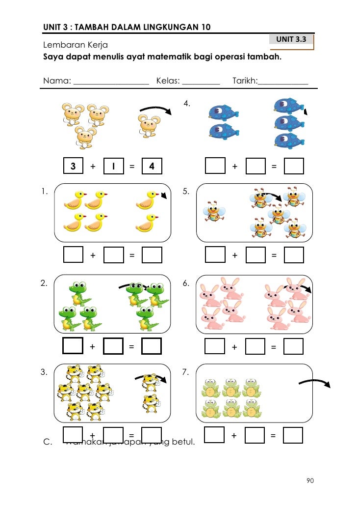 Lembaran Kerja Menulis Ayat Matematik