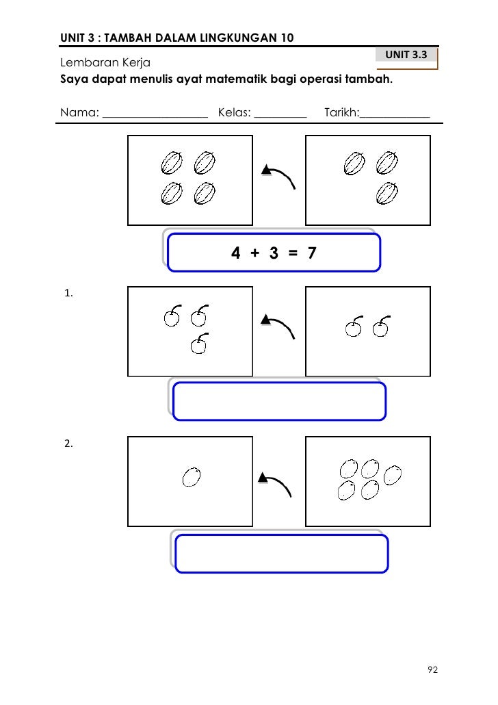 Ayat Matematik Tambah Prasekolah