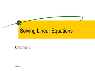 Solving Linear Equations Chapter 3 
