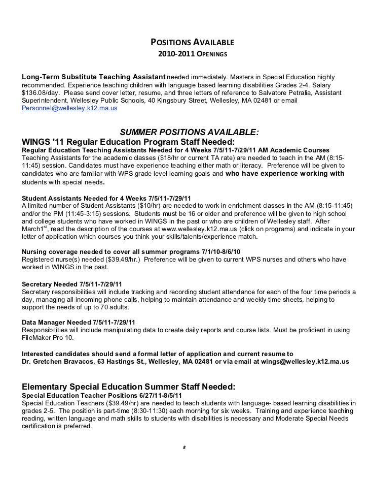 paraprofessional cover letter