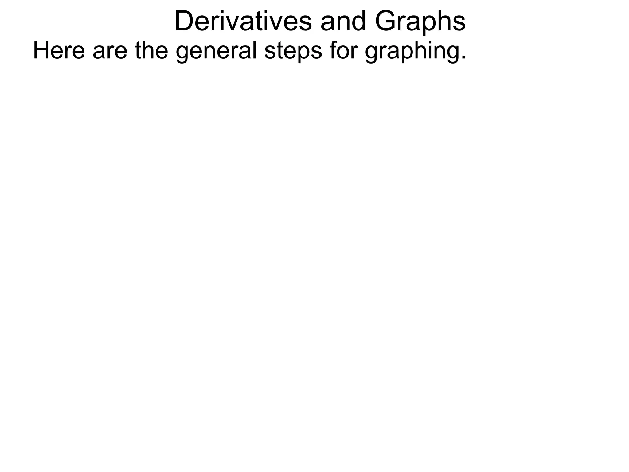 Derivatives and Graphs 
Here are the general steps for graphing. 
 