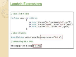 Lambda Expressions
 