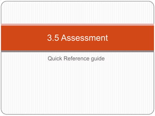 3.5 Assessment

Quick Reference guide
 