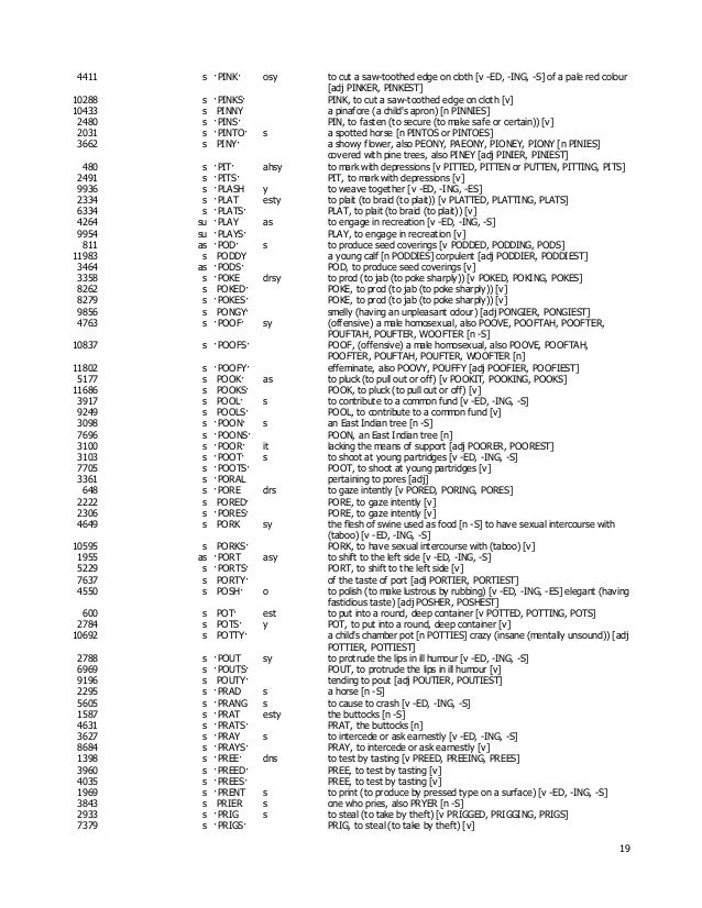 35 Letter Scrabble Words that Take S as a Front Hook