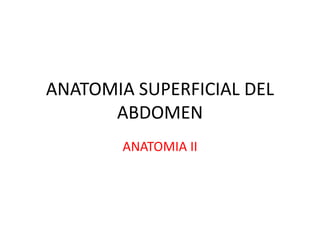 ANATOMIA SUPERFICIAL DEL ABDOMEN ANATOMIA II 