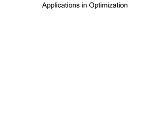 Applications in Optimization 
 