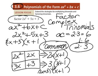 3.6 Factor Complex Trinomial notes