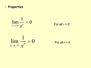 PropertiesFor all r > 0For all r > 0