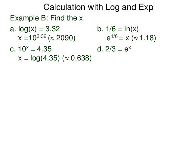 4 5 Calculation With Log And Exp