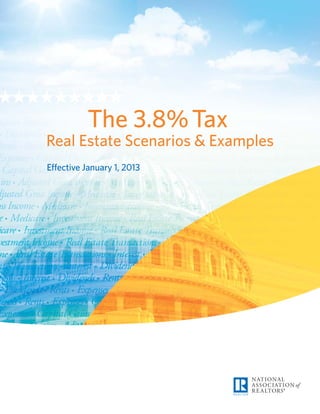 ★★★★★★★★★
             The 3.8% Tax
   Real Estate Scenarios & Examples
   Effective January 1, 2013
 