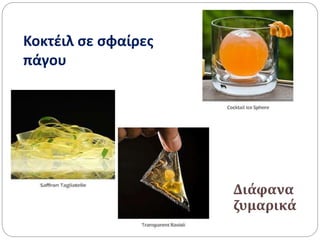 Κοκτέιλ σε σφαίρες
πάγου
Διάφανα
ζυμαρικά
 