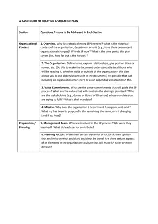Guide Plan 3. A Basic Guide To Creating A Strategic Plan | DOC