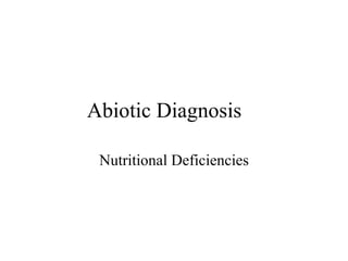Abiotic Diagnosis Nutritional Deficiencies 
