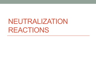 NEUTRALIZATION
REACTIONS
 