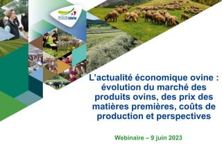 L’actualité économique ovine :
évolution du marché des
produits ovins, des prix des
matières premières, coûts de
production et perspectives
Webinaire – 9 juin 2023
 