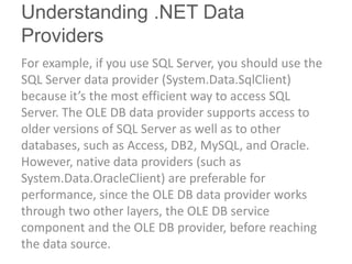Sql Server Data Providers Chapter 3: ado.net