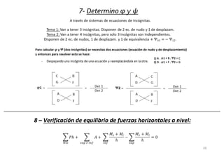 28
8 – Verificación de equilibrio de fuerzas horizontales a nivel:
7- Determino φ y ψ
 