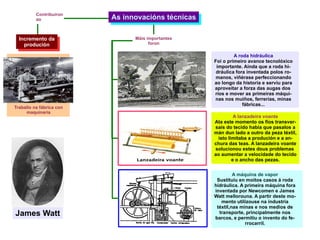 As innovacións técnicas Contribuíron ao Incremento da produción Traballo na fábrica con maquinaria Máis importantes foron ...