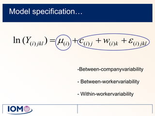 Model specification…Between-companyvariability- Between-workervariability- Within-workervariability
