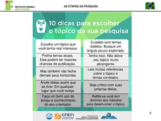 AS ETAPAS DA PESQUISA
5
 
