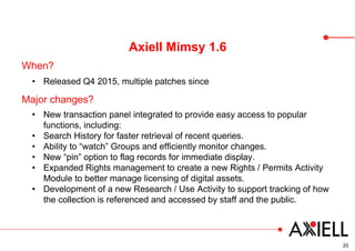 Status update: Axiell Roadmap/ New features | PPTX