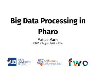 Big Data Processing in
Pharo
Matteo Marra 
ESUG - August 2019 - Köln
 