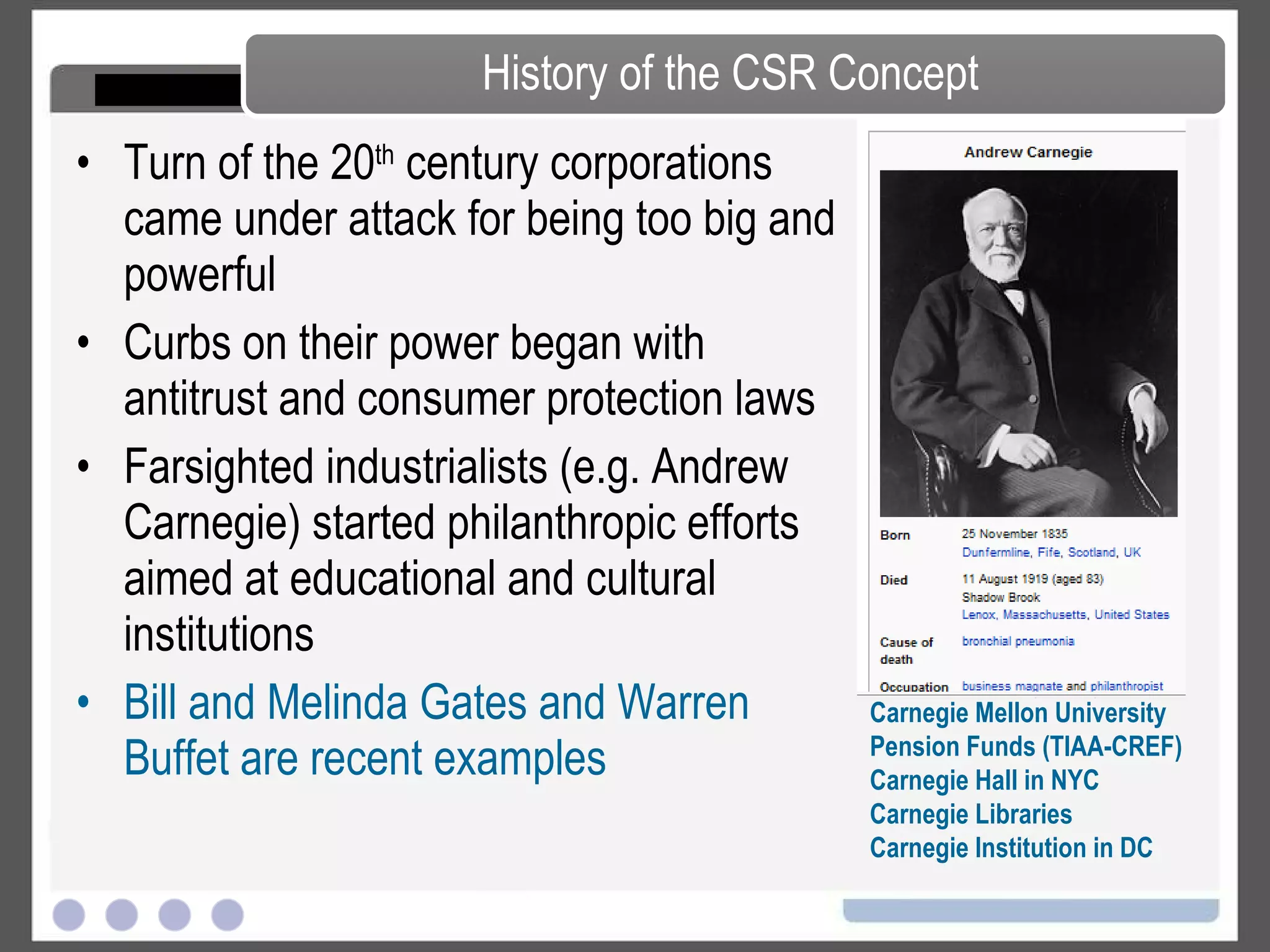 These expectations are the result of: Essential function it performs for a variety of stakeholders Immense influence it has over the lives of many of its stakeholders The world’s largest 200 companies account for more than 25% of the world’s economic activity With power comes responsibility, concept for this coined the “Iron Law of Responsibility” In the long run, those who do not use power in ways society considers responsible will lose it. CC and Power 