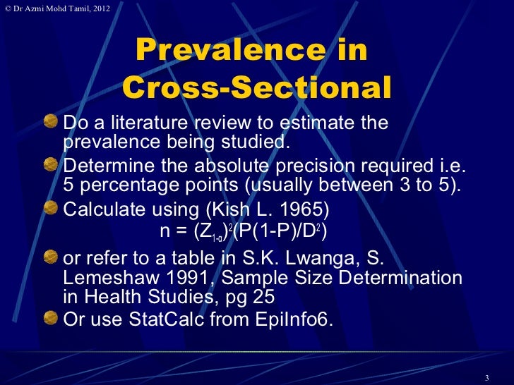 3 Calculate Samplesize For Prevalence Studies