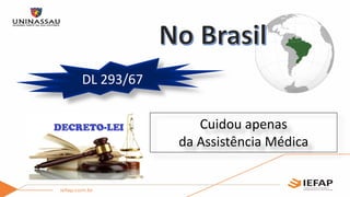 Cuidou apenas
da Assistência Médica
DL 293/67
 