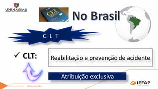 Reabilitação e prevenção de acidente
C L T
Atribuição exclusiva
 