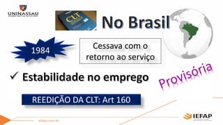 1984
REEDIÇÃO DA CLT: Art 160
Cessava com o
retorno ao serviço
 