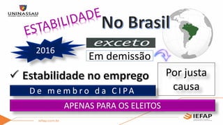 2016
APENAS PARA OS ELEITOS
D e m e m b r o d a C I PA
Por justa
causa
Em demissão
 
