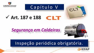 C a p í t u l o V
Inspeção periódica obrigatória.
Segurança em Caldeiras
 