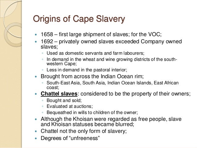 essay on slavery at the cape