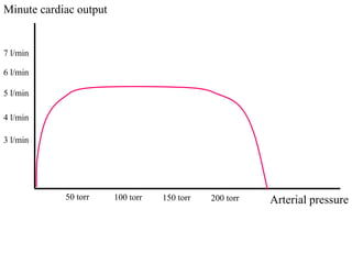 Minute cardiac output
Arterial pressure
50 torr 100 torr 150 torr 200 torr
3 l/min
4 l/min
5 l/min
6 l/min
7 l/min
 