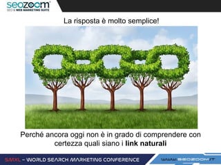 La risposta è molto semplice!
Perché ancora oggi non è in grado di comprendere con
certezza quali siano i link naturali
 