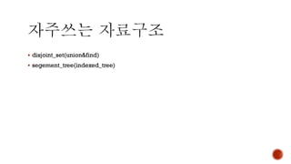▪ disjoint_set(union&find)
▪ segement_tree(indexed_tree)
 