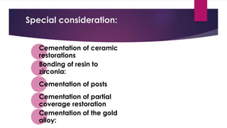 cementation in Fixed prosthodontics | PPTX