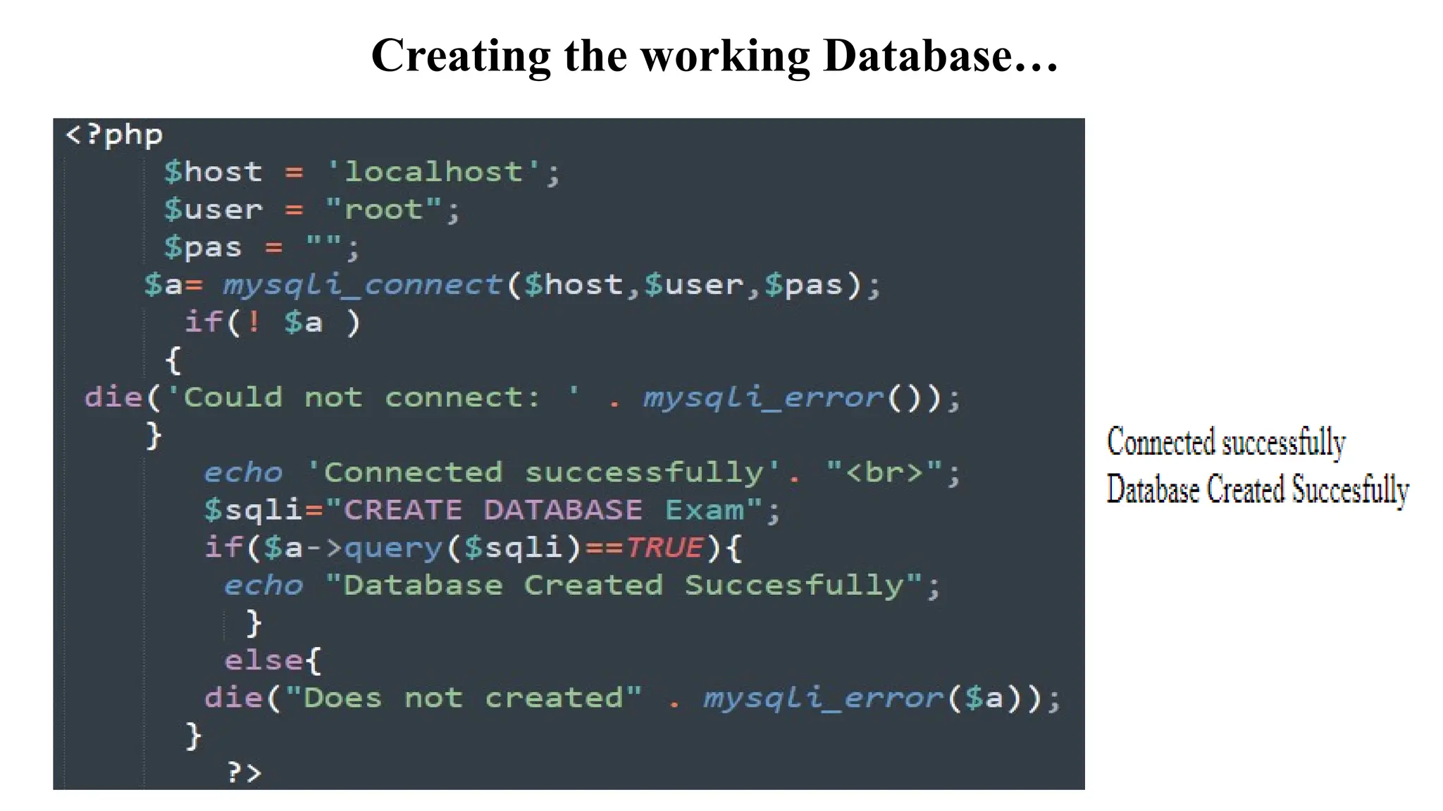 Creating the working Database…
 